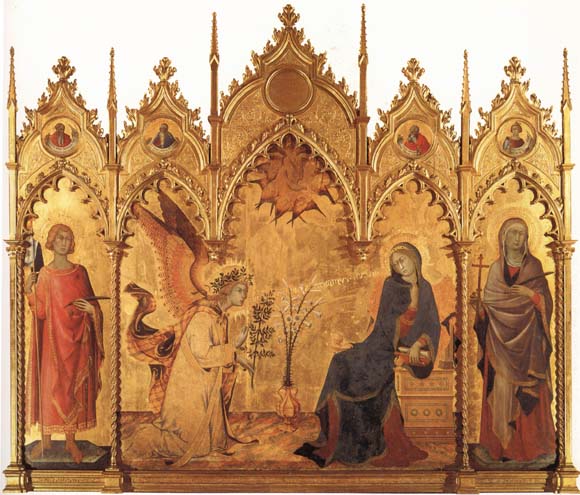 The Annunciation with SS.Ansanus and Margaret and Four Prophets